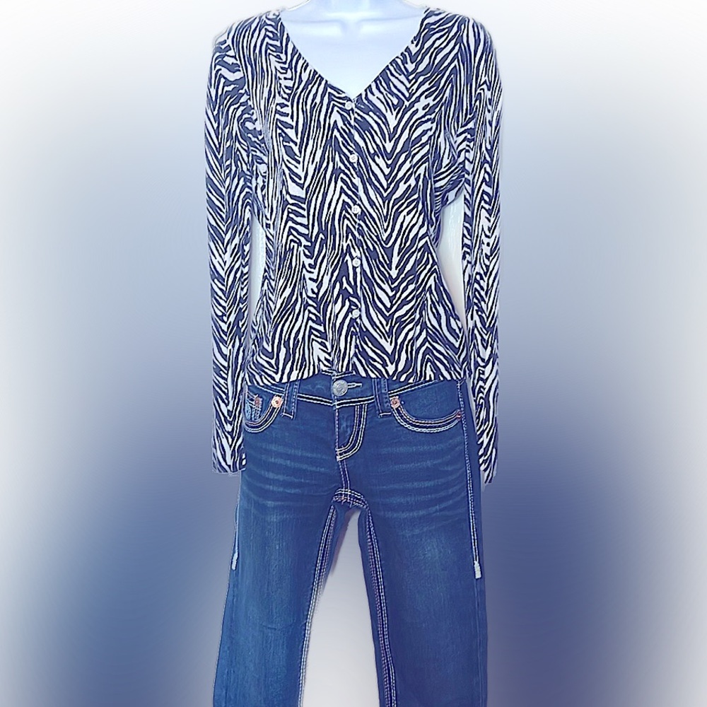 Ann Taylor. Zebra print cardigan. Small. Black & white.